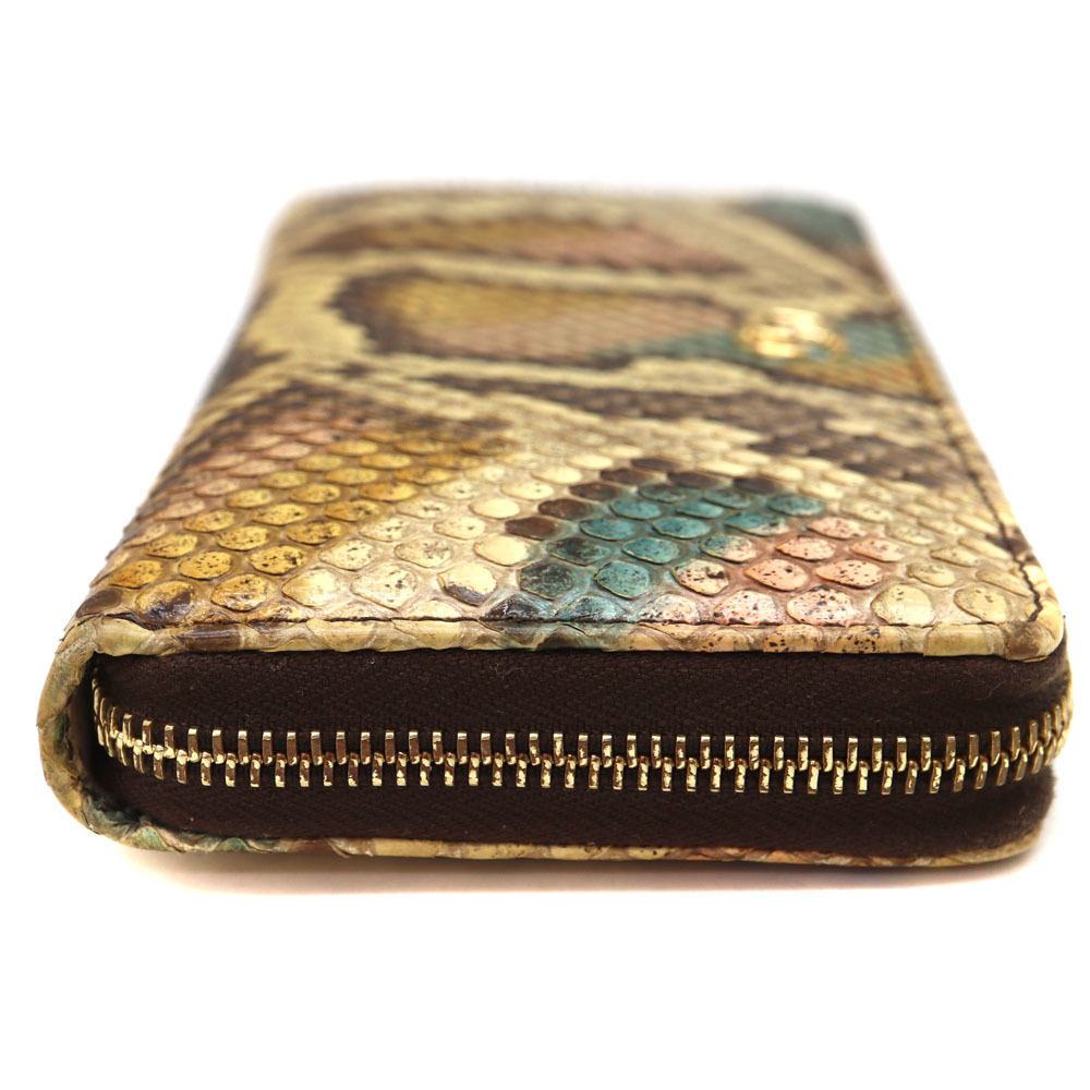 Gucci Long Zip Python Wallet Beige Brown - image 4